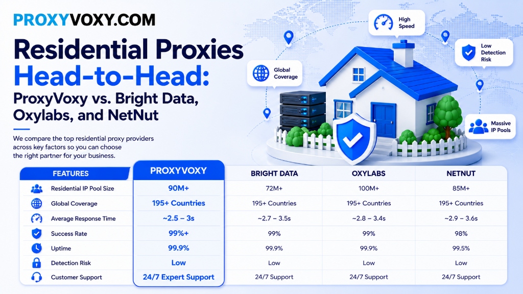 Residential Proxies Head-to-Head: ProxyVoxy vs. Bright Data, Oxylabs, and NetNut